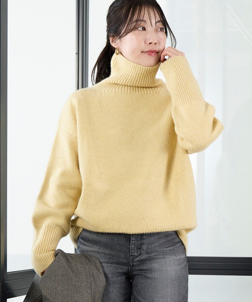 ISLAND TIDES(アイランドタイド)の「【ISLAND TIDES】別注-ハイネックニット(ニット/セーター・レディース・イエロー/ベージュ/ダークネイビー/ピンク・FREE)」の4枚目の写真