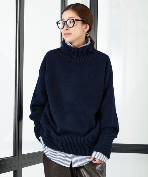 ISLAND TIDES(アイランドタイド)の「【ISLAND TIDES】別注-ハイネックニット(ニット/セーター・レディース・イエロー/ベージュ/ダークネイビー/ピンク・FREE)」の3枚目の写真