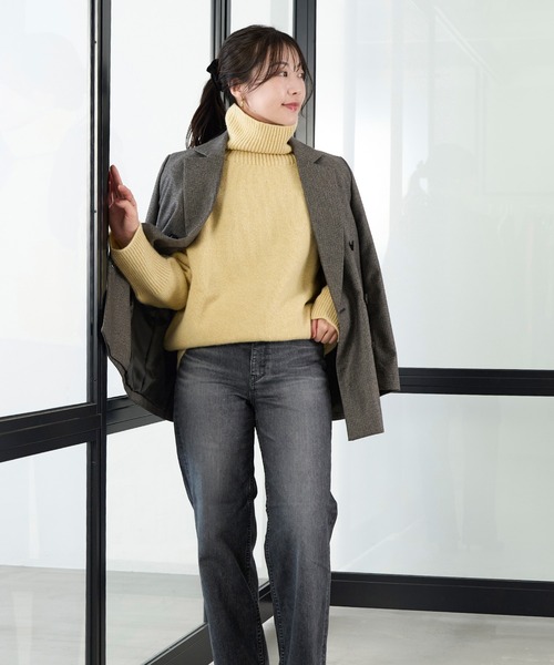 ISLAND TIDES(アイランドタイド)の「【ISLAND TIDES】別注-ハイネックニット(ニット/セーター・レディース・イエロー/ベージュ/ダークネイビー/ピンク・FREE)」の21枚目の写真