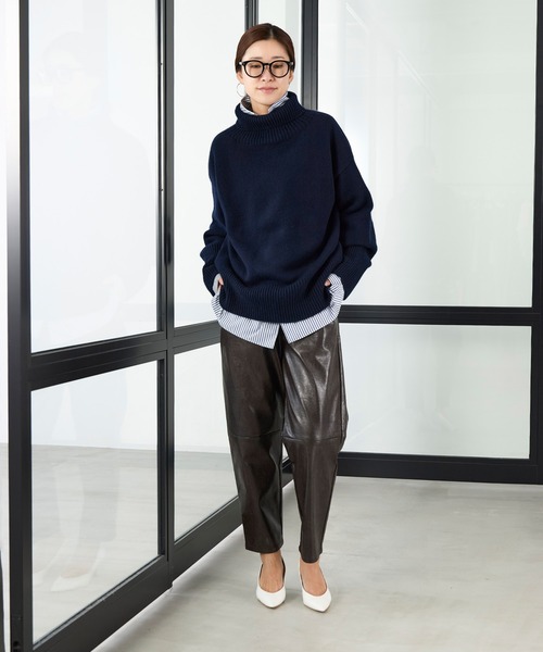 ISLAND TIDES(アイランドタイド)の「【ISLAND TIDES】別注-ハイネックニット(ニット/セーター・レディース・イエロー/ベージュ/ダークネイビー/ピンク・FREE)」の15枚目の写真