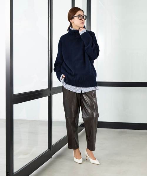 ISLAND TIDES(アイランドタイド)の「【ISLAND TIDES】別注-ハイネックニット(ニット/セーター・レディース・イエロー/ベージュ/ダークネイビー/ピンク・FREE)」の5枚目の写真