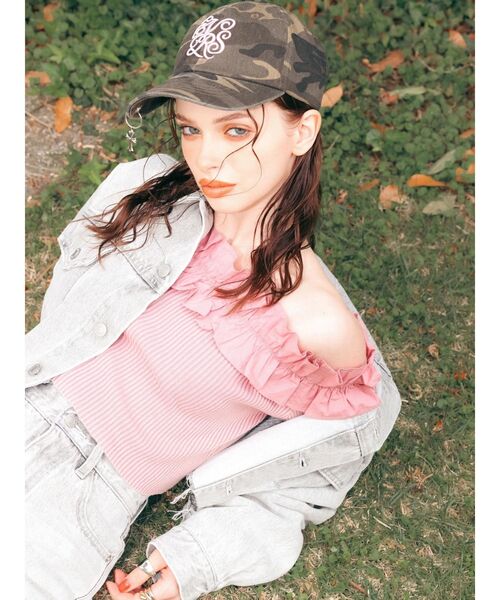 EVRIS（エヴリス）の「フリルピグメントニットトップス（ニット/セーター・レディース・ブルー/ブラック/ベージュ/ピンク・FREE）」の5枚目の写真