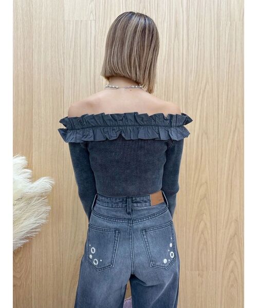 EVRIS（エヴリス）の「フリルピグメントニットトップス（ニット/セーター・レディース・ブルー/ブラック/ベージュ/ピンク・FREE）」の15枚目の写真