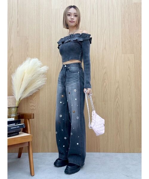 EVRIS（エヴリス）の「フリルピグメントニットトップス（ニット/セーター・レディース・ブルー/ブラック/ベージュ/ピンク・FREE）」の17枚目の写真