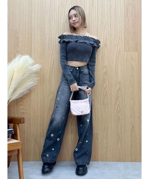 EVRIS（エヴリス）の「フリルピグメントニットトップス（ニット/セーター・レディース・ブルー/ブラック/ベージュ/ピンク・FREE）」の18枚目の写真