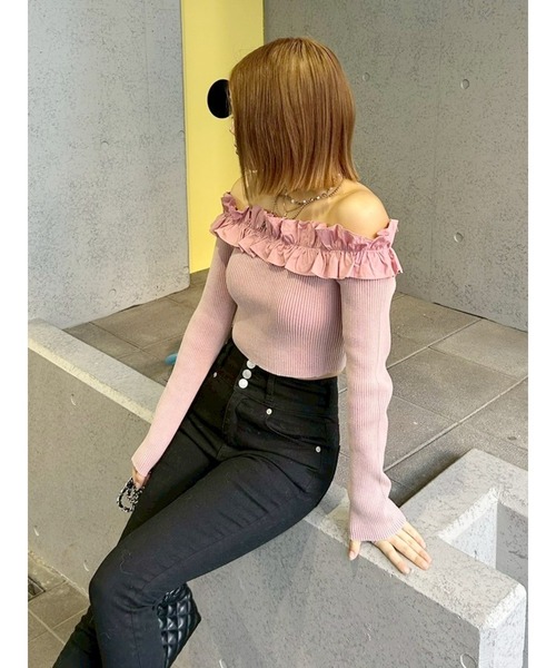 EVRIS(エヴリス)の「フリルピグメントニットトップス 春服(ニット/セーター・レディース・ブルー/ブラック/ベージュ/ピンク・FREE)」の17枚目の写真