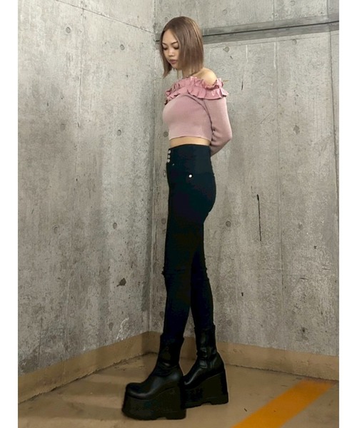 EVRIS(エヴリス)の「フリルピグメントニットトップス 春服(ニット/セーター・レディース・ブルー/ブラック/ベージュ/ピンク・FREE)」の19枚目の写真