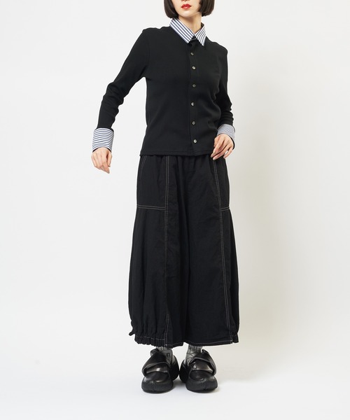 gomme（ゴム）の「シャツカラーカーディガン（カーディガン/ボレロ・レディース・ブラック/ネイビー・MEDIUM）」の5枚目の写真