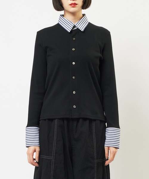 gomme（ゴム）の「シャツカラーカーディガン（カーディガン/ボレロ・レディース・ブラック/ネイビー・MEDIUM）」の9枚目の写真