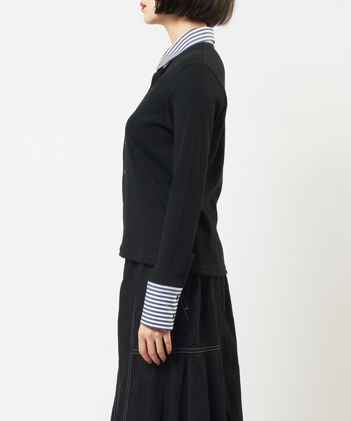 gomme（ゴム）の「シャツカラーカーディガン（カーディガン/ボレロ・レディース・ブラック/ネイビー・MEDIUM）」の10枚目の写真