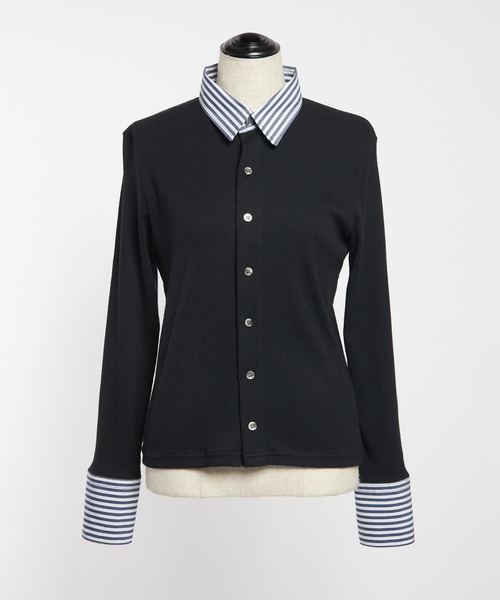 gomme（ゴム）の「シャツカラーカーディガン（カーディガン/ボレロ・レディース・ブラック/ネイビー・MEDIUM）」の12枚目の写真