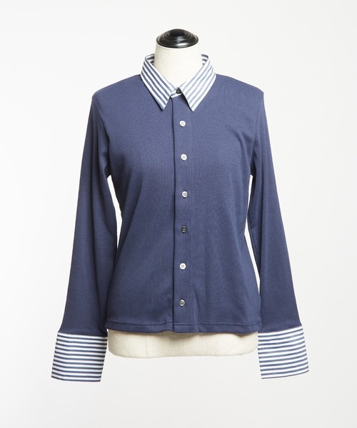 gomme（ゴム）の「シャツカラーカーディガン（カーディガン/ボレロ・レディース・ブラック/ネイビー・MEDIUM）」の20枚目の写真