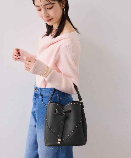 VIS（ビス）の「ラインストーン＆スタッズハートカットバッグ（ショルダーバッグ・レディース・レッド/オフホワイト/ブラック・FREE）」の22枚目の写真