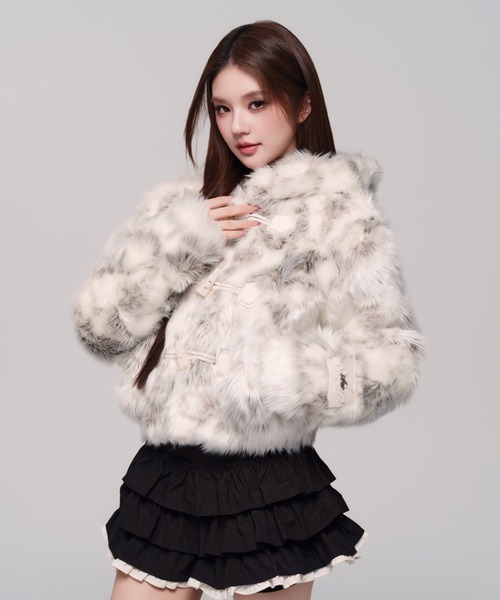 andwang PETIT FUR DUFFLE COAT marble コート andwang（アンドワン）の「Petit Fur Duffle Coat（ダッフルコート