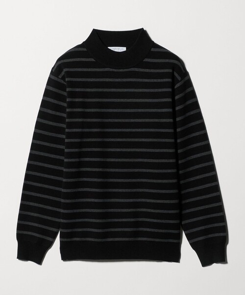A DAY IN THE LIFE UNITED ARROWS(アデイインザライフユナイテッドアローズ)の「ハイゲージ ミラノリブ ボーダー モックネックニット-ウォッシャブル-<A DAY IN THE LIFE>(ニット/セーター・メンズ・ネイビー/ブラック・L/M)」の1枚目の写真