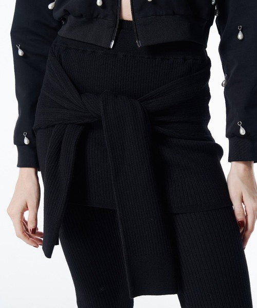 JOSE MOON（ジョゼムーン）の「FORMULE KNIT MINI SKIRT/フォーマルニットミニスカート（スカート・レディース・グレー/ブラック・FREE）」の5枚目の写真