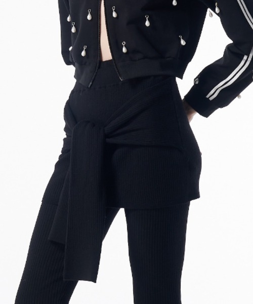 JOSE MOON（ジョゼムーン）の「FORMULE KNIT MINI SKIRT/フォーマルニットミニスカート（スカート・レディース・グレー/ブラック・FREE）」の3枚目の写真