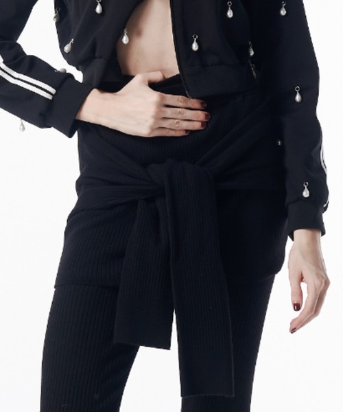 JOSE MOON（ジョゼムーン）の「FORMULE KNIT MINI SKIRT/フォーマルニットミニスカート（スカート・レディース・グレー/ブラック・FREE）」の4枚目の写真