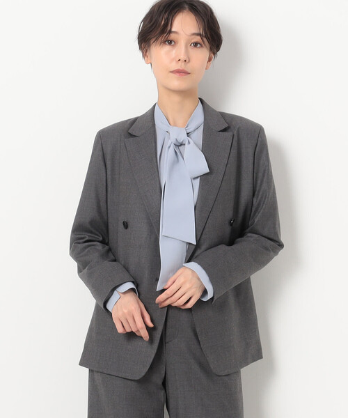 K.T KIYOKO TAKASE(キヨコタカセ)の「〔 TALLサイズ 〕 【セットアップ対応】2WAYストレッチフラノ ダブルブレストジャケット(テーラードジャケット・レディース・ブラック/トップグレー・15号)」の2枚目の写真