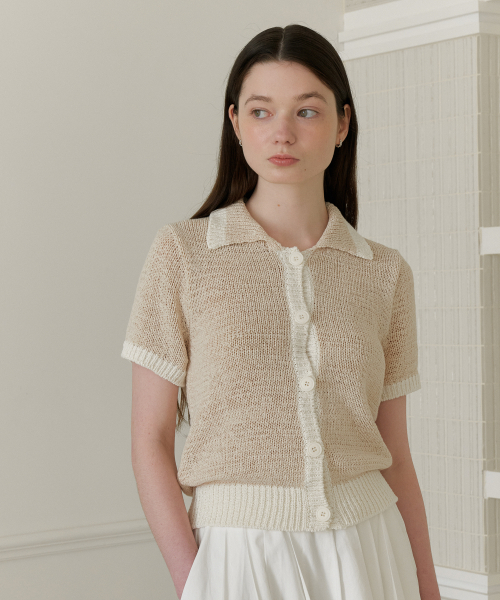 YUPPE(ヨッペ)の「COLOR TAPE CARDIGAN_BEIGE(カーディガン/ボレロ・レディース・その他・FREE)」の3枚目の写真
