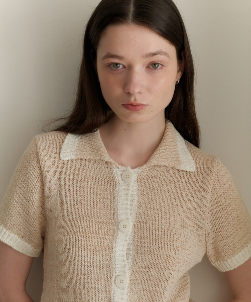 YUPPE(ヨッペ)の「COLOR TAPE CARDIGAN_BEIGE(カーディガン/ボレロ・レディース・その他・FREE)」の4枚目の写真
