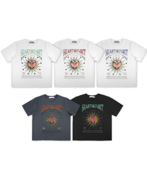 DAMISH(ダミシュ)の「ハートサンセットグラフィックTシャツ_ホワイト(ミント)(Tシャツ/カットソー・レディース・ミント・MEDIUM/LARGE)」の3枚目の写真