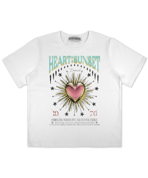 DAMISH(ダミシュ)の「ハートサンセットグラフィックTシャツ_ホワイト(ミント)(Tシャツ/カットソー・レディース・ミント・MEDIUM/LARGE)」の4枚目の写真