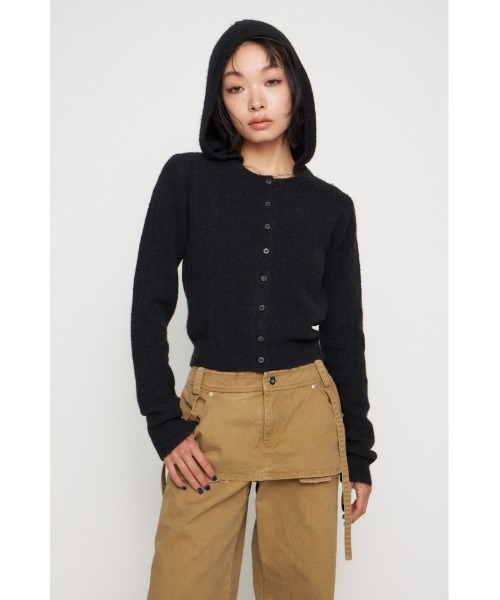 LAGUA GEM(ラグアジェム)の「CROPPED HOODIE KNIT カーディガン(カーディガン/ボレロ・レディース・ライトイエロー/杢グレー/ブラック・FREE)」の5枚目の写真