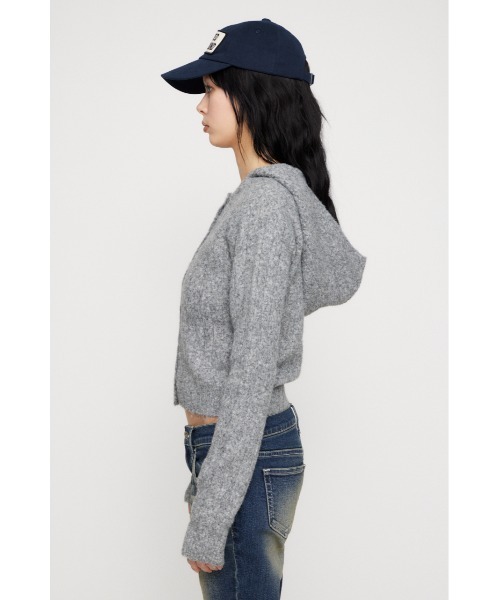 LAGUA GEM(ラグアジェム)の「CROPPED HOODIE KNIT カーディガン(カーディガン/ボレロ・レディース・ライトイエロー/杢グレー/ブラック・FREE)」の14枚目の写真