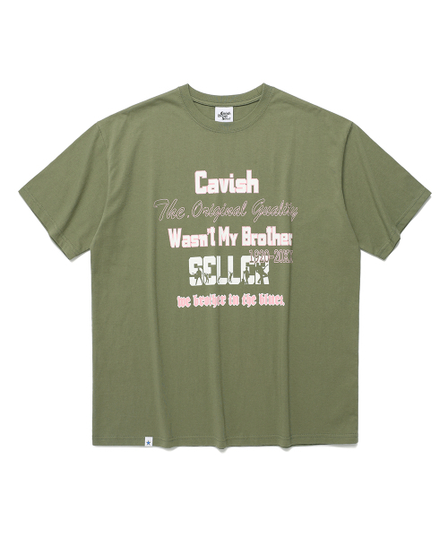Cavish(カビシ)の「BROTHERS SS TEE GREEN(CV2EMUT502A)(Tシャツ/カットソー・レディース・グリーン・SMALL/MEDIUM/LARGE/X-LARGE)」の1枚目の写真