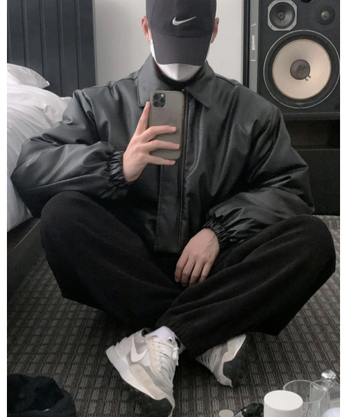 NUS(ナス)の「Kara Leather Padding Jacket (black)(ダウンジャケット/コート・メンズ・その他・FREE)」の1枚目の写真