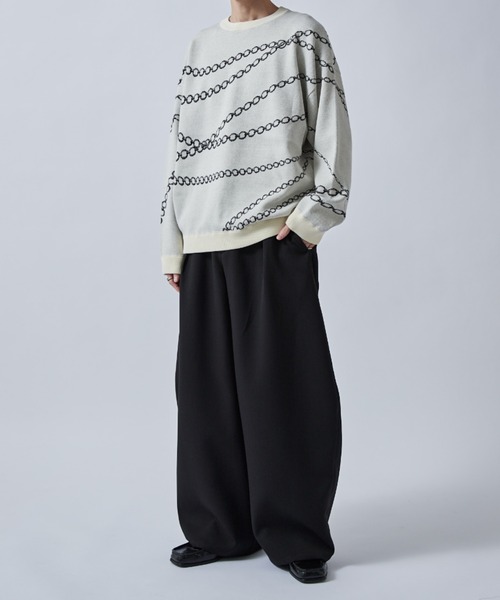 Lui's（ルイス）の「チェーン柄ジャガードPO（ニット/セーター・メンズ・グレー/ブラック/ホワイト・S/M）」の7枚目の写真