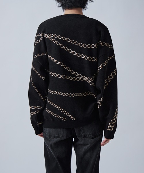Lui's（ルイス）の「チェーン柄ジャガードPO（ニット/セーター・メンズ・グレー/ブラック/ホワイト・S/M）」の15枚目の写真