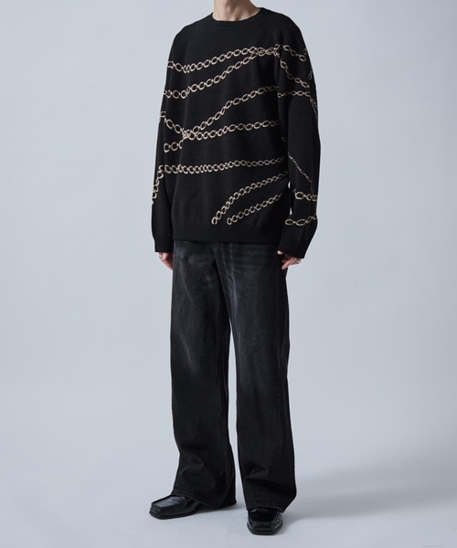 Lui's（ルイス）の「チェーン柄ジャガードPO（ニット/セーター・メンズ・グレー/ブラック/ホワイト・S/M）」の18枚目の写真