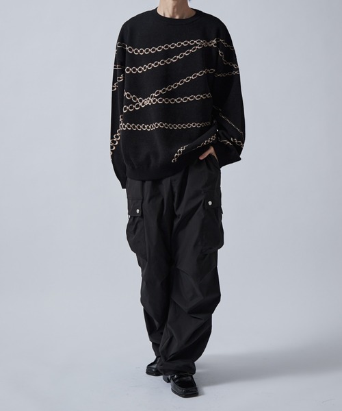 Lui's（ルイス）の「チェーン柄ジャガードPO（ニット/セーター・メンズ・グレー/ブラック/ホワイト・S/M）」の19枚目の写真