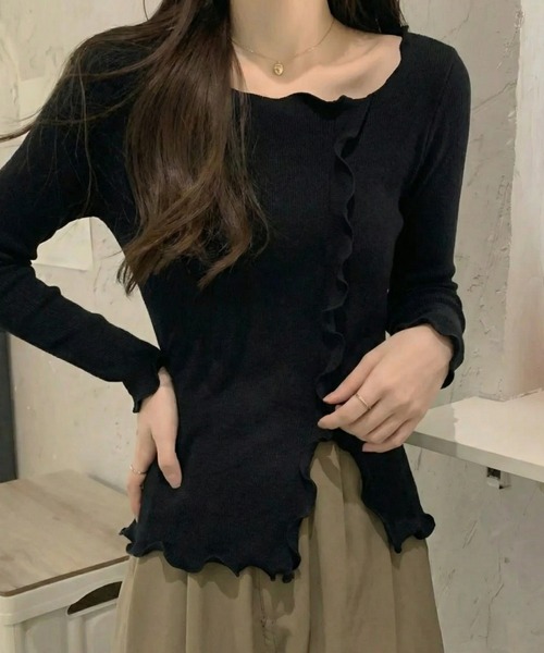 cammie(キャミー)の「メロートップス(Tシャツ/カットソー・レディース・ベージュ/アイボリー/ブラック・F)」の8枚目の写真