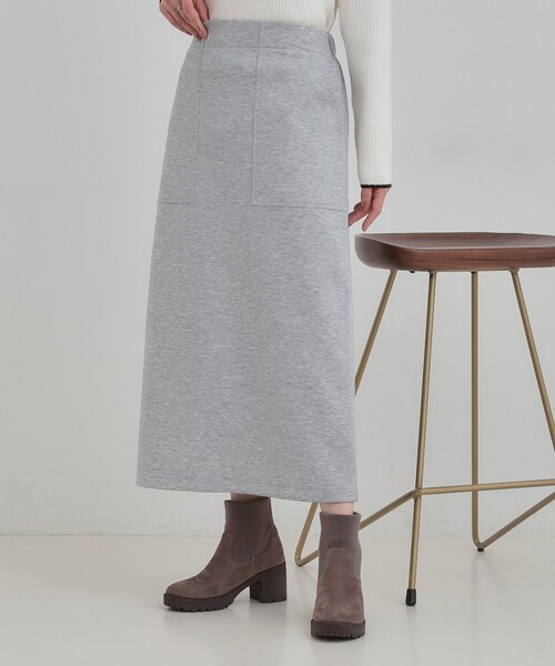 SHOO・LA・RUE（シューラルー）の「【セットアップ可/S-LL/なめらかタッチ】ベイカーナロースカート（スカート・レディース・ネイビー/グレー・04/03/02/01）」の2枚目の写真