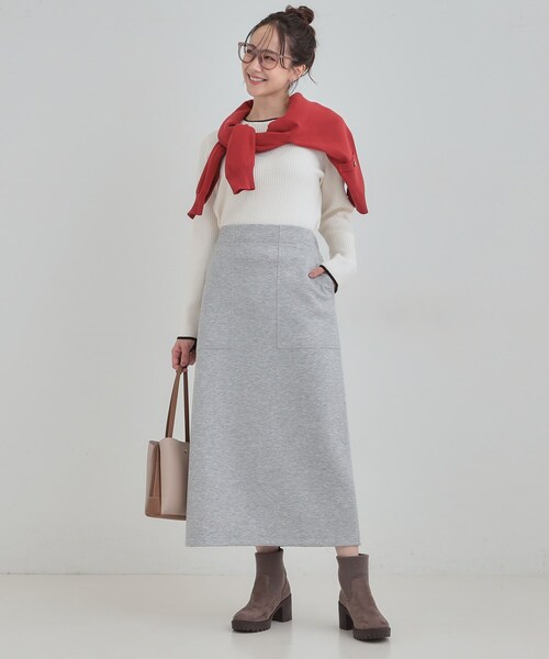 SHOO・LA・RUE（シューラルー）の「【セットアップ可/S-LL/なめらかタッチ】ベイカーナロースカート（スカート・レディース・ネイビー/グレー・04/03/02/01）」の5枚目の写真