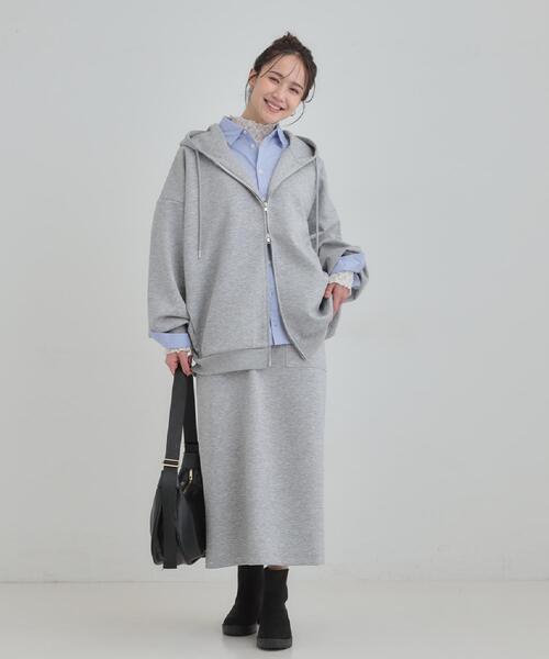 SHOO・LA・RUE（シューラルー）の「【セットアップ可/S-LL/なめらかタッチ】ベイカーナロースカート（スカート・レディース・ネイビー/グレー・04/03/02/01）」の20枚目の写真