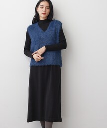 【2点セット・洗える】シャギーベストニットワンピース