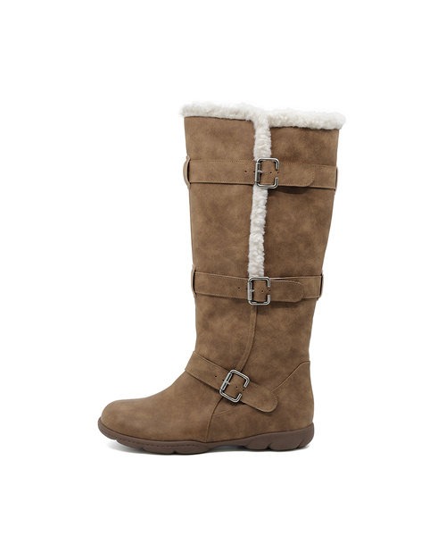 Ember 0034. Belted Fur Boots - 2colors