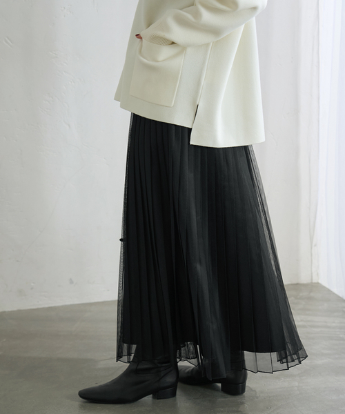 IENA（イエナ）の「シアープリーツスカート（スカート・レディース・ブラウン/ブラック・36/38）」の4枚目の写真