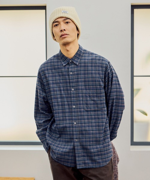 BAYFLOW(ベイフロー)の「Feels FLOWチェックシャツ(シャツ/ブラウス・メンズ・ベージュ/グリーン/ブラウン・MEDIUM/LARGE)」の2枚目の写真