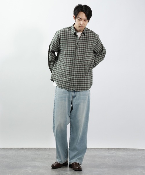 BAYFLOW(ベイフロー)の「Feels FLOWチェックシャツ(シャツ/ブラウス・メンズ・ベージュ/グリーン/ブラウン・MEDIUM/LARGE)」の10枚目の写真