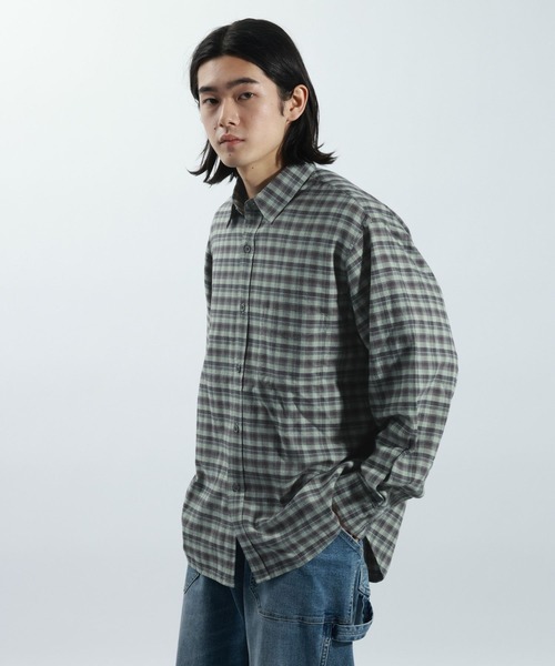 BAYFLOW(ベイフロー)の「Feels FLOWチェックシャツ(シャツ/ブラウス・メンズ・ベージュ/グリーン/ブラウン・MEDIUM/LARGE)」の12枚目の写真