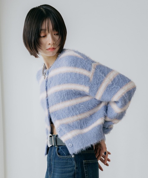 PAGEBOY（ページボーイ）の「ポッピンフェザーカーディガン（ニット/セーター・レディース・オフホワイト/ホワイト系その他/ブラック/ブルー系その他・FREE）」の17枚目の写真