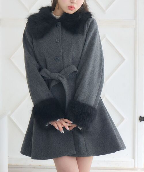 セール】2wayファー襟付リボンコート（その他アウター）｜ems excite