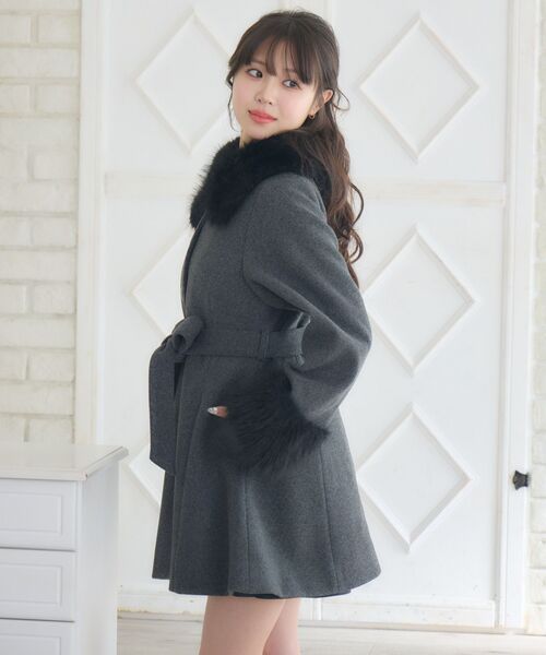 セール】2wayファー襟付リボンコート（その他アウター）｜ems excite