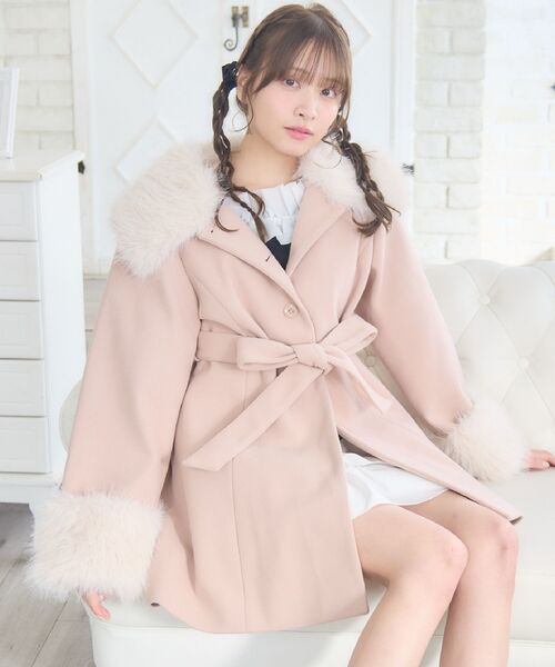 セール】2wayファー襟付リボンコート（その他アウター）｜ems excite
