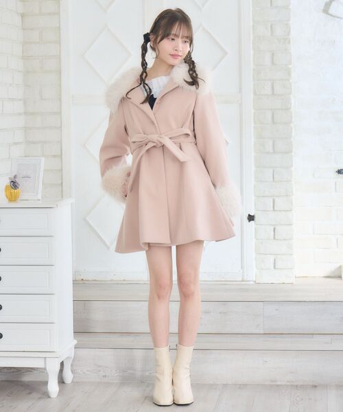 セール】2wayファー襟付リボンコート（その他アウター）｜ems excite